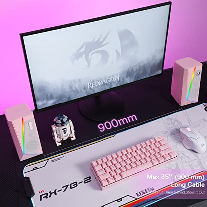 Redragon GS520 Wired 2.0 Channel Stereo Sound Desktop RGB Computer Speakers | Enhanced Auido Quality, Plug & Play USB Powered PC Gaming Speaker, 6 Colorful Backlight Modes, Easy-Access Volume Control - color: Pink