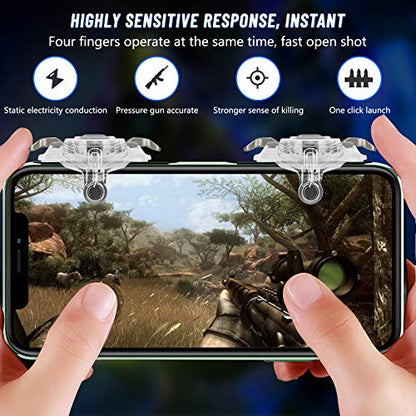 Newseego for PUBG Mobile Game Controller Trigger, Upgrade Version PUBG Mobile Game Trigger Double Sensitive Aim Shoot Keys Buttons for Rules of Survival/PUBG Triggers for All Smartphone-Transparent - color: Transparent