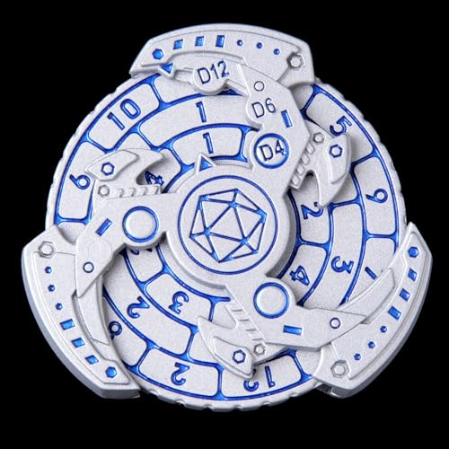 7-in-1 Spinner DND Dice Set, Rotate Metal Rotate Dungeons and Dragons DND Compass Dice, Cool RPG Role Playing Table Game Dice - color: Mechanical-silver Bule