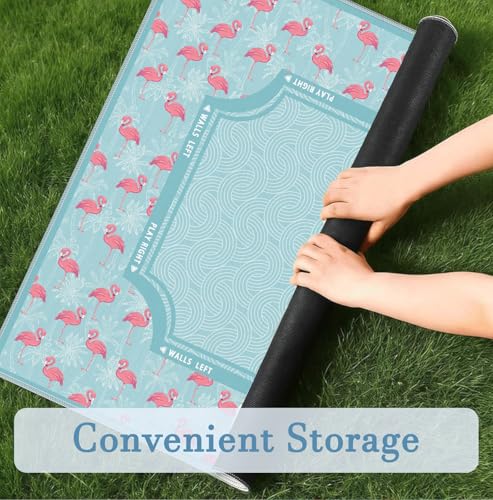 Blue Coastal Beach Flamingo Palm Leaf Mahjong Mat 31.5x31.5 Inch, Non-Slip and Noise Reduction Mah Jong Table Mat Cover Gifts for Mahjong Lovers Poker Board Games Dominoes - color: Blue Coastal Beach Flamingo