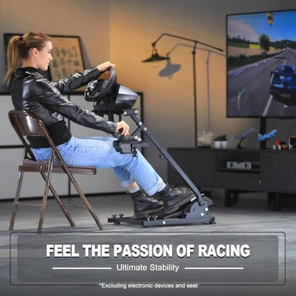 Marada stand - Multiple Adjustable - Easy to Fold - Carbon steel - Fit for Logitech G25 G27 G29 Steering Wheel, Black