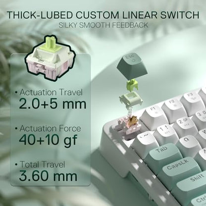 Redragon K719 Wireless Gasket Gaming Keyboard w/Hype Screen & Knob, 95 Keys Mechanical Keyboard, Easy-Control 1.14’’ TFT Info Display, 5-Layer Noise Dampening, Custom Linear Switch, Jade Cloud Color - color: Jade Cloud