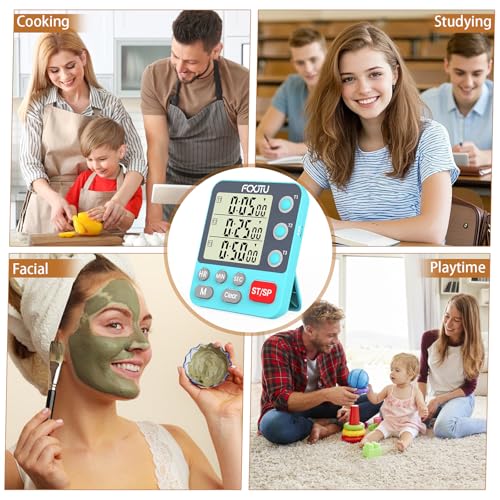 Digital Dual Triple Kitchen Timer, 3 Channels Magnetic Countdown Stopwatch Timer for Cooking, Loud Alarm Large Display Multi Food Memory Timer for Seniors & Teachers Battery Included (Blue) - size: YS318 Blue