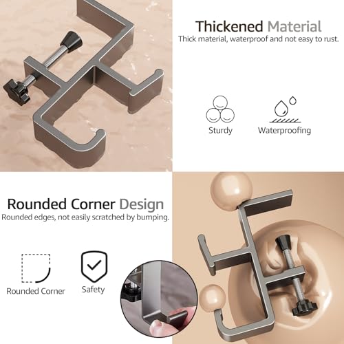 Desk Bag Hook, Purse Hook for Table, Aluminum Under Desk Handbag Hanger, Desk Mount Backpack Holder, Umbrellas, Headphone Holder, Back to School Essentials - Gray - color: Gray