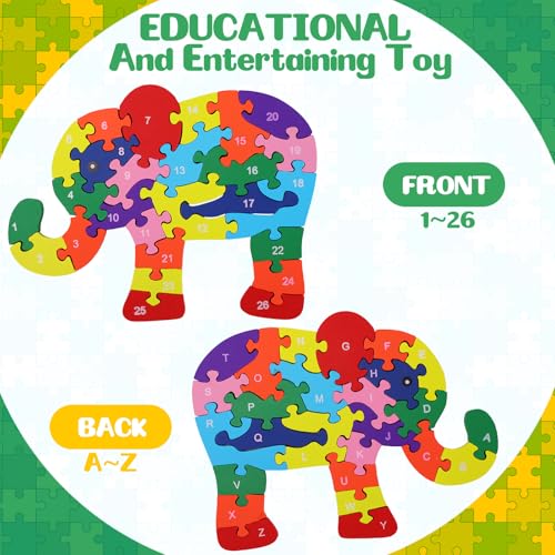 Yunsailing 4 Pcs Alphabet Jigsaw Puzzle Wooden Blocks Toys Alphabet Educational Toddler Puzzle Toys for Preschool Learning Party Favor Gift Learning(Giraffe, Snake, Elephant, Leopard) - style: Giraffe, Snake, Elephant, Leopard