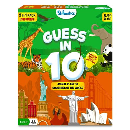 Skillmatics Guess in 10 Animals & Countries Combo - Card Game for Kids | For Boys, Girls, & Families Who Love Card Games, Educational Toys, Travel Games, Trivia, Gifts for Ages 6, 7, 8, 9, 10 & Up - style: Animals & Countries Combo