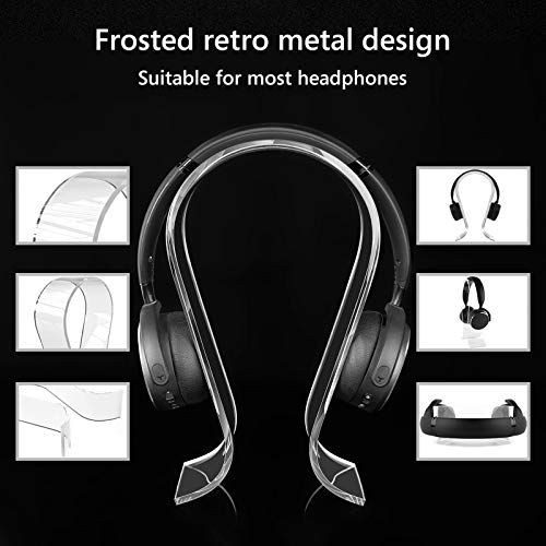 GEEKRIA Clear Omega Headphone Stand for On-Ear Headphone, Gaming Headset Stand, Desk Display Hanger, Compatible with Bose, Marshall, Jabra, JBL, ATH, Sony, AKG, Sennheiser Headset (Clear)