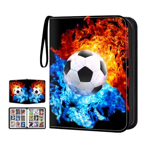 Soccer Card Binder with Sleeves, 9-Pocket Trading Card Holder Card Collectors Album 900 Cards, Card Folder for EURO 2024 Soccer Baseball Football Sport Trading Cards,TCG,MTG,PTG Games - color: Soccer-900
