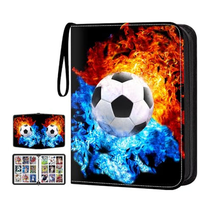 Soccer Card Binder with Sleeves, 9-Pocket Trading Card Holder Card Collectors Album 900 Cards, Card Folder for EURO 2024 Soccer Baseball Football Sport Trading Cards,TCG,MTG,PTG Games - color: Soccer-900