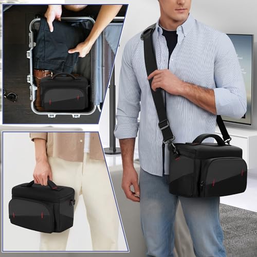 LUXJA Carrying Case Compatible with Nintendo Switch & Steam Deck, Black | Multiple Pockets Shoulder Bag for PlayStation Portal, ROG ally, Console Dock, Joy-Cons, Game Cards and More Accessories