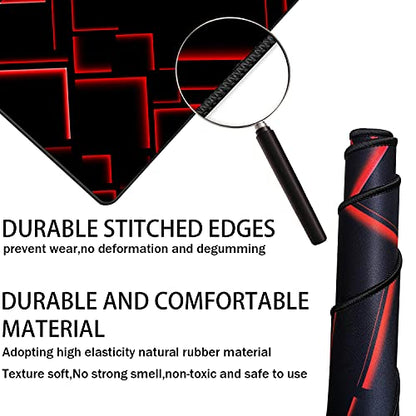 TEDNETGO Large Mouse Pad, Gaming Long Mouse Pad, Waterproof Extra Large Big Mousepad with Stitched Edge, XXL Non-Slip Computer Computer Keyboard Pad Mat for Gamer/Desktop/Office/Home, RED - color: Red, size: 31.5L x 15.7W inches