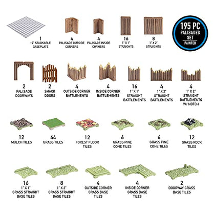 Monster Adventure Terrain 3D Interchangeable Builder System - 195pc Painted Palisade Set w Base - Build Modular Worlds in a Snap & Elevate Your Campaign - Compatible with DND Dungeons & Dragons - color: Palisades Set