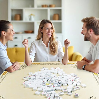 Mahjong Mat 32.4” x 32.4”, 3mm Thick Non-Slip Rubber Back Mahjong Table Mat, Noise Reduction Waterproof Mahjong Game Mat for Table, Mahjong Tile Mat for Cards, Dominoes & Board Games - color: Champ