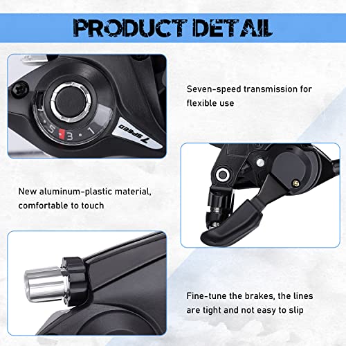 TOBWOLF Bicycle Brake Levers Shifter, 3x7 21 Speed Mountain Bike shifters Set, Left Right Brake Lever Shifter Kits with Gear Indicator, Replacement with Shift Cables for Moutain Bike Folding Bike - color: 3x7 21 Speed
