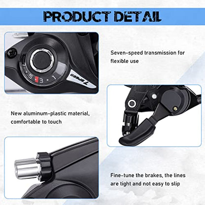 TOBWOLF Bicycle Brake Levers Shifter, 3x7 21 Speed Mountain Bike shifters Set, Left Right Brake Lever Shifter Kits with Gear Indicator, Replacement with Shift Cables for Moutain Bike Folding Bike - color: 3x7 21 Speed