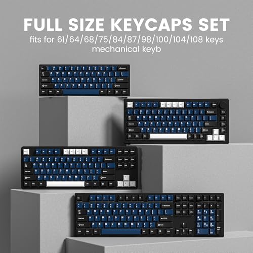 dagaladoo Double Shot PBT keycaps Set, Cherry Profile Keyboard Keycaps | 138-keys retro key caps full size,Custom keycaps for 60% 65% 75% 100% Cherry-MX switch Mechanical Keyboard（White/Black/Blue) - color: Black/Blue/White