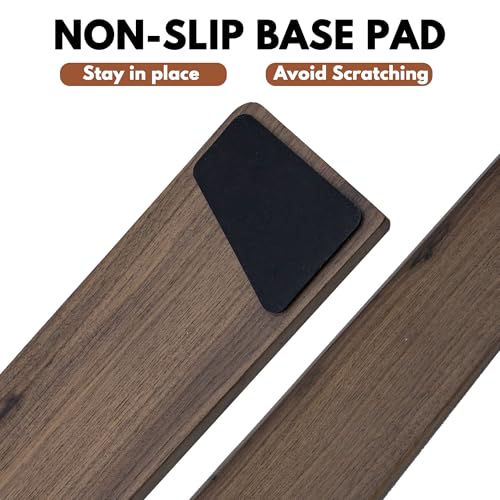 Walnut Wooden Wrist Rest Pad for 75% 80% TKL Keyboard, Ergonomic Solid Wood Hand Rest with Non-Slip Base, Stain Resistant Palm Support for Typing & Gaming (14.2“ L) - size: 75%-80% Tenkeyless Keyboard