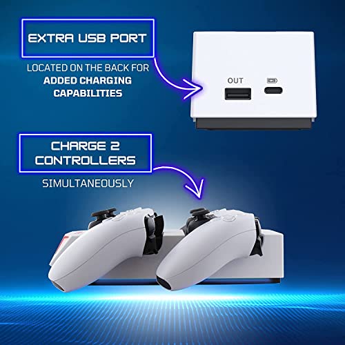 Nyko Dualsense Charging Station for PlayStation 5 - Drop and Charge Base for 2 PS5 Controllers w/LED Indicators and Extra USB Port - PlayStation 5 DualSense Controller Charge Stand - PS5 Accessories