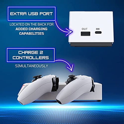 Nyko Dualsense Charging Station for PlayStation 5 - Drop and Charge Base for 2 PS5 Controllers w/LED Indicators and Extra USB Port - PlayStation 5 DualSense Controller Charge Stand - PS5 Accessories