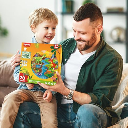 SYNARRY Floor Puzzles for Kids Ages 4-6, Large 70 Piece Dinosaur Puzzles for Toddlers Ages 2-4, Dinosaur Puzzles for Kids 4-8, Preschool Toys Gifts for 3 4 5 6 7 8 Years Old Toddlers Boys Girls Child - style: Dinosaur