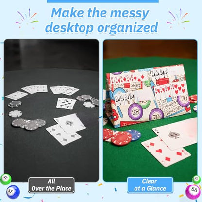 4 Piece Playing Card Holders for Poker Canasta Bridge Games, Bingo Tickets Organizer Card Game Player Gifts for Adults and Seniors