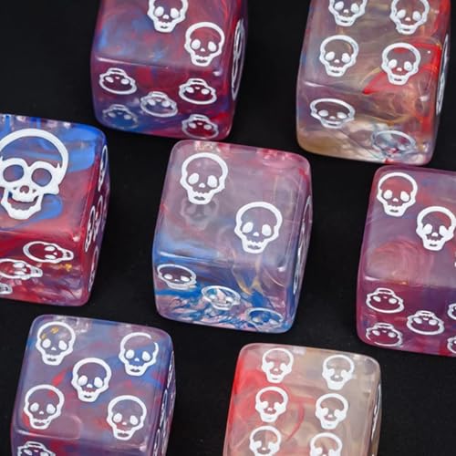 Skull Dice,10 Pieces 16MM Halloween D6 Dice Mini Skull Face,Unique 6 Sided Dice Set Standard Game Dice for MTG DND Tenzi Farkle Yahtzee Bunco(Blue) - color: Blue