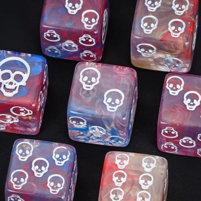 Skull Dice,10 Pieces 16MM Halloween D6 Dice Mini Skull Face,Unique 6 Sided Dice Set Standard Game Dice for MTG DND Tenzi Farkle Yahtzee Bunco(Blue) - color: Blue
