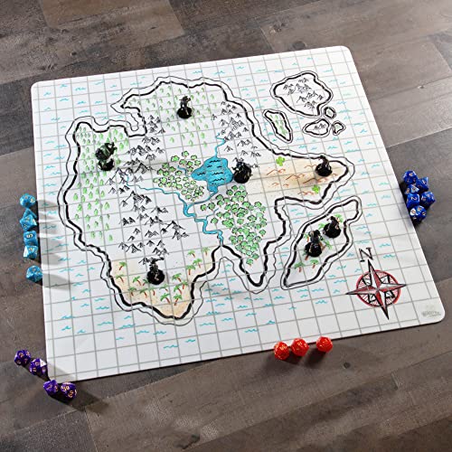 Double-Sided Role Playing RPG Game Mat- Reversible Silicone Battle Matte Grid w Hexes and Squares- XL 20"x20"-Foldable, Rollable, Wet Eraseable - Made for D&D Dungeons Dragons, Pathfinder and More | Foldable Silicone Battle Map, Wet Erase and Rollable, fo