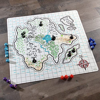 Double-Sided Role Playing RPG Game Mat- Reversible Silicone Battle Matte Grid w Hexes and Squares- XL 20"x20"-Foldable, Rollable, Wet Eraseable - Made for D&D Dungeons Dragons, Pathfinder and More | Foldable Silicone Battle Map, Wet Erase and Rollable, fo