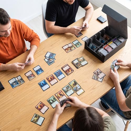 Novabright 4500+ Trading Card Storage Box 5-row with Handle, Storage Box Holds 4500+ Cards with Magnetic Lid, Includes 24 Dividers & 5 Separators Organizer Case Compatible with Mtg Tcg Sport Card