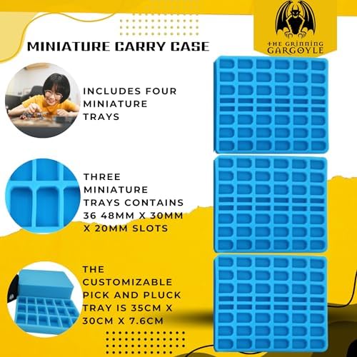 Miniature Storage Case - Foam Slot Case for Miniatures - Miniature Carrying Case with Handle - Miniatures Carrying Case - Grinning Gargoyle (30mm Bases) - style: 30mm Bases