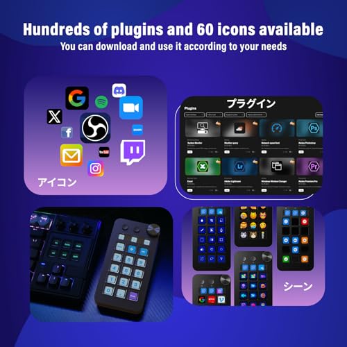 Streaming Deck,Macro pad/Calculator/Numeric Keypad Three Modes | 15 Customizable Macro Keys and LCD Bar,Large Dial,Work Efficiency Device,Compatible with Windows and Mac(N1 Black) - color: Black