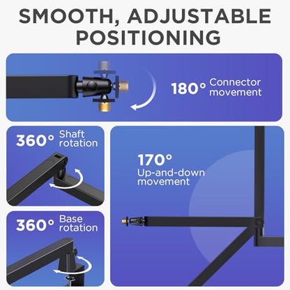 InnoGear Low Profile Mic Arm Boom Arm Microphone Stand Desk Mount, Black | for Fifine AM8 K669B Elgato Blue Yeti Shure SM58 SM7B, 3.3lb Weight Capacity, Vibration Resistant, Adjustable Angle - color: Black, style: Low Profile Mic Arm