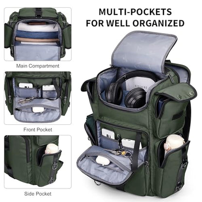 WITZMAN Travel Backpack for Men Carry-on Laptop Backpack | Nylon Luggage Bag Fits 16 Inch for Airline Approved,Multi Pocket, For Traveling,Casual,Commuting, B744 Army Green - color: Upgrade Army Green