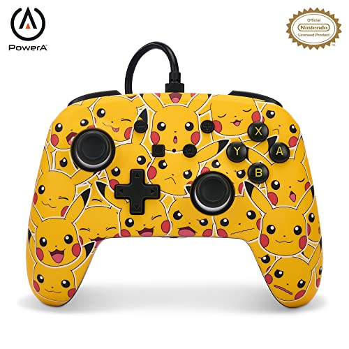 PowerA Enhanced Nintendo Switch and Switch 2 Wired Controller - Pikachu Moods, Gamepad, game controller, wired controller, officially licensed - color: Pikachu Moods