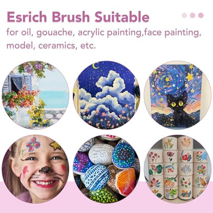 ESRICH Acrylic Paint Brushes Set, 24Packs /240 Pcs, Nylon Brush Head, for Oil Painting, Gouache, Face,Ceramics etc, Kid's and Adults Painting Arts and Crafts Sets.(Pink) - color: Pink, size: 240
