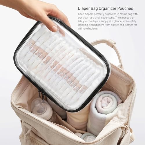 Clear Hard Shell Organizer Cases, 2 Pack | Durable PET shell with water-resistant, scratch-resistant surface for travel, toiletries, electronics and daily essentials - color: Black