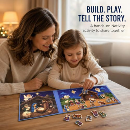 Travofun 20-Piece Magnetic Nativity Puzzle & Playset, Bible Story, Ages 3-6 | Build a 20-piece magnetic Nativity puzzle, then arrange the characters to retell the Christmas Bible story or create scenes. - style: Nativity