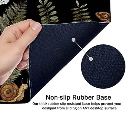 SSOIU Cute Witch Magic Mushroom Forager Fern Desk Mat, Boho Extended Mouse Pad, Extra Large Gaming Desk Pad Non-Slip Water-Resistant Rubber Base Computer Keyboard Mouse Mat, 35.5 x 15.7-inch - color: Mushroom Forager Fern