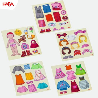 HABA Dress-Up Doll Magnetic Game Box & Magnetic Puzzle for Toddlers, Travel-Friendly Road Trip Toy for Kids, Toddler Activities for Ages 3+, 54 Piece Set - color: Pink - Dress-up Lilli