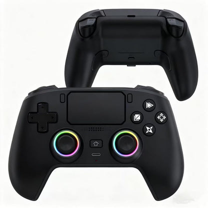 Wireless Pro Controller For PS5/PC/MAC/iOS/Android/Steam Deck, Gamepad with RGB Lights/Hall Effect Joystick Trigger/Vibration/switchable microphone/Programmable/Headset Jack/Touchpad/Replaceable Magnetic Panel (Black) - color: Black