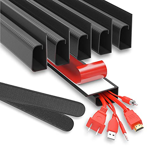 Cable Management ProOffice 96in J Channel Cable Raceways - 6X 16in Black No Screw/No Drill Computer Cord Organizer - Cable Channels for Wire Management Under Desk with Adhesive - color: Black - Set of 6