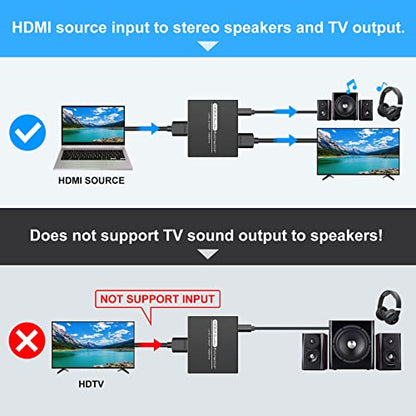 HDMI Audio Extractor 4K with 3.5mm AUX Stereo and L/R RCA Out Converter Adapter Splitter Support 4K 1080P 3D Compatable for PS3 Xbox Fire Stick - color: BLACK