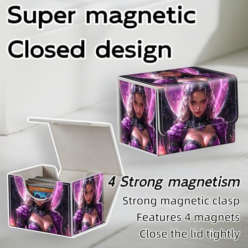 Trading Card Storage Box, Holds 100+ for MTG Cards, PU Leather with Magnetic Closure, Dark Fallen Angel Fantasy Durable Deck Box for Magic the Gathering, Trading Card Games - color: Dark Fallen Angel Fantasy