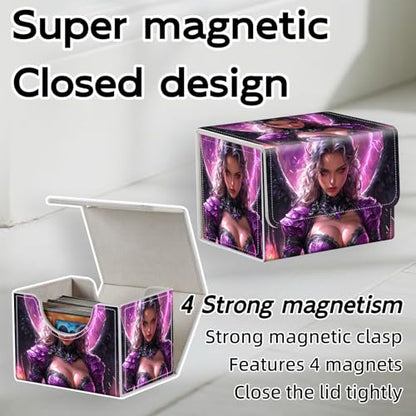 Trading Card Storage Box, Holds 100+ for MTG Cards, PU Leather with Magnetic Closure, Dark Fallen Angel Fantasy Durable Deck Box for Magic the Gathering, Trading Card Games - color: Dark Fallen Angel Fantasy