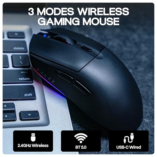MechLands AJAZZ AJ139 V2 MC Gaming Mouse with Charging Base, Adjustable 12,000 DPI, PAW3311 Sensor, 3 Modes Wireless Mouse, 500mAh Battery, 1000 Polling Rate, 66g Lightweight, Win/Mac (Black) - color: Black