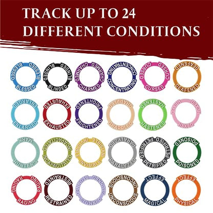 DND Miniatures Condition Markers - 96 Rings to Track 24 Different Status & Spell Effects for RPG Minis Like Dungeons and Dragons 5th Edition & Pathfinder - Perfect D&D Gifts & Accessories Tokens