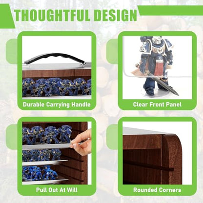 Miniature Storage Case for Collectibles Miniatures, Wooden Display Cases with 6 Trays, Miniature Display Case Miniatures Transport Case (Mahogany) - color: Mahogany