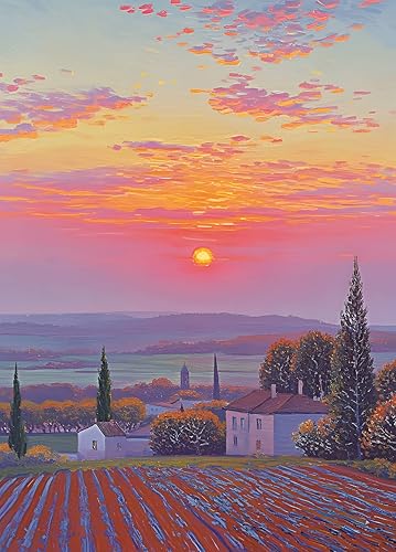Puzzle for Adults 1000 Pieces, Sunset Field Puzzle, Challening Impossible Difficult Hard Fun 1000 Pieces Jigsaw Puzzles for Adults Family with Letters on Back - color: Sunset Field 1000 Pieces