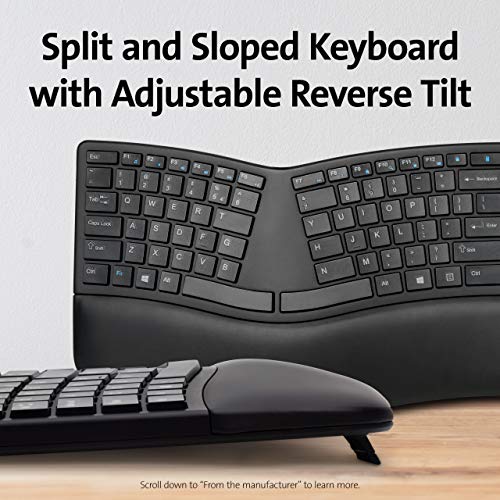 Kensington Pro Fit Ergonomic Wireless Keyboard and Mouse - Black (K75406US) | Contoured ergonomic design, wireless connection, matching keyboard and mouse combo - style: wireless keyboard + mouse